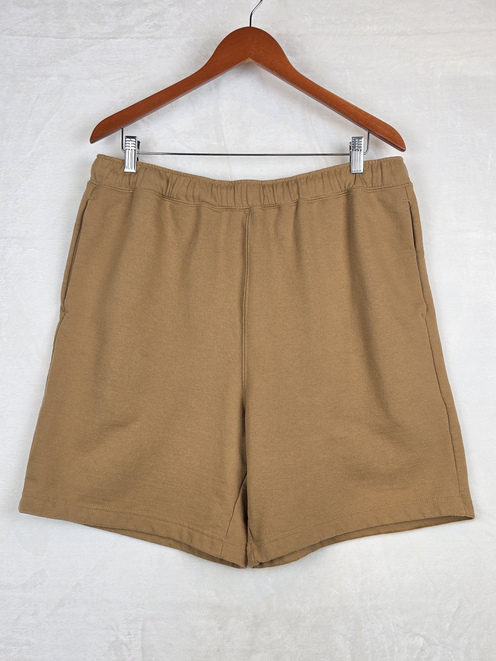 The North Face Fleece Knit Shorts Mens Large‎ Tan Khaki Elastic Waist Casual